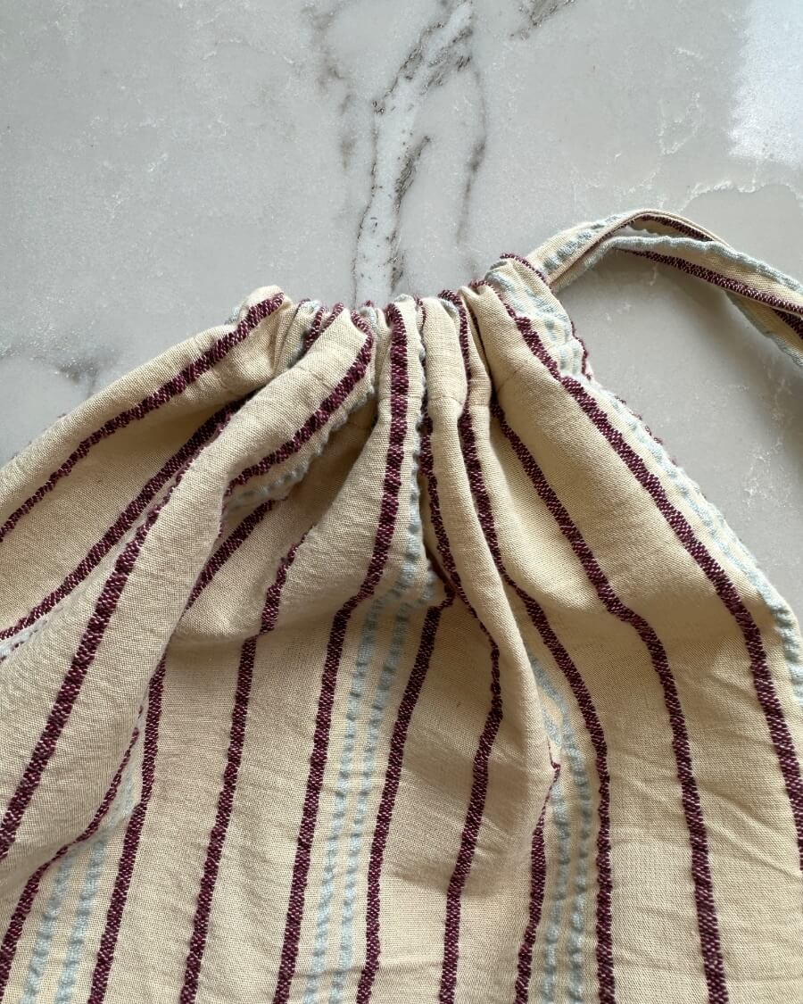 KNITTER'S STRING BAG - SEERSUCKER TWIN STRIPE
