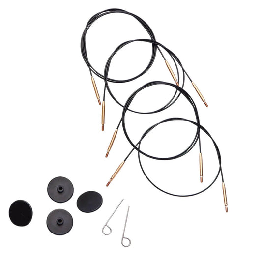 Nylonseil 360° schwarz 20 cm ergibt 40 cm mit mattgoldenen Nadelspitzen