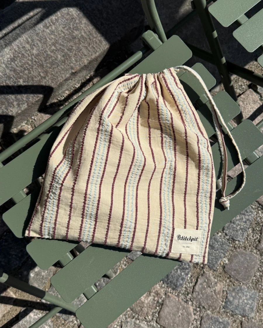 KNITTER'S STRING BAG - SEERSUCKER TWIN STRIPE